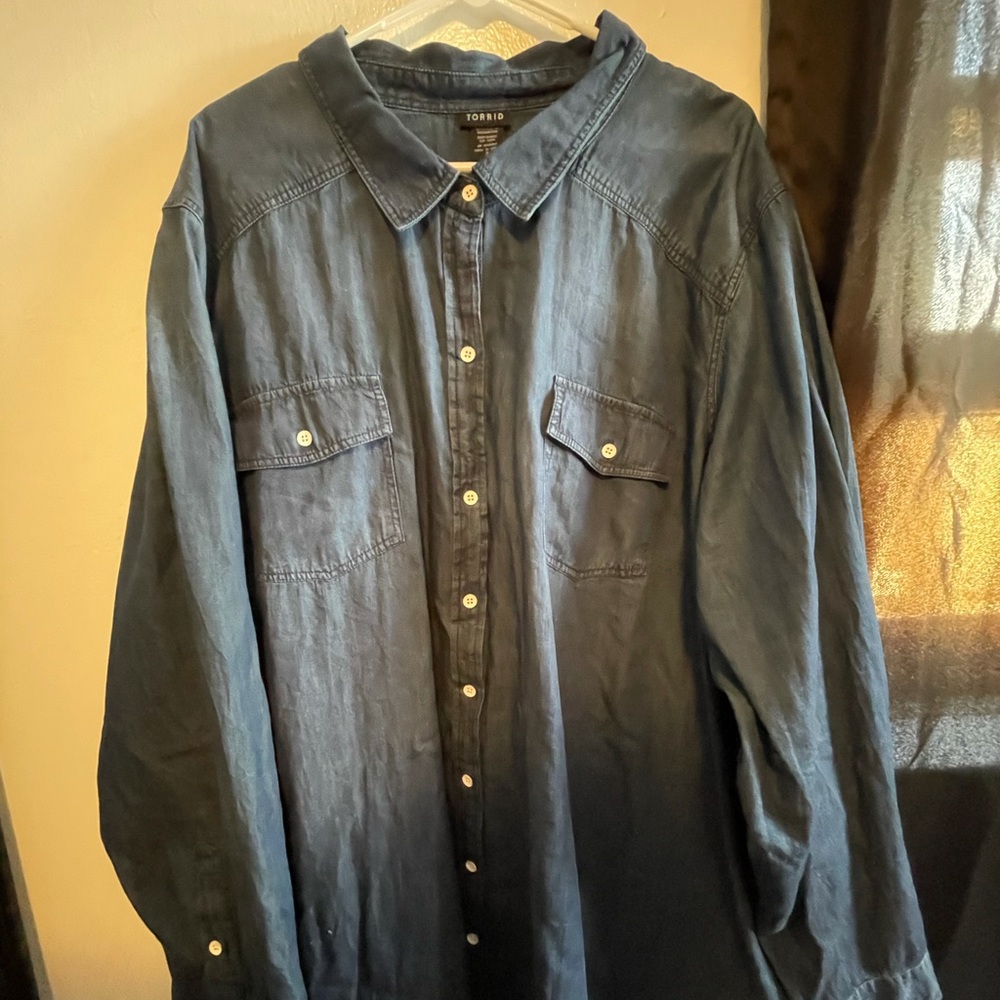 Plus size button up Jean shirt